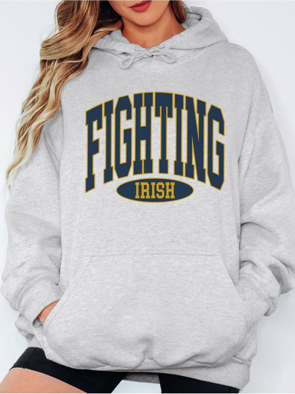 Notre Dame Fighting Irish Light Gray Pullover Hoodie